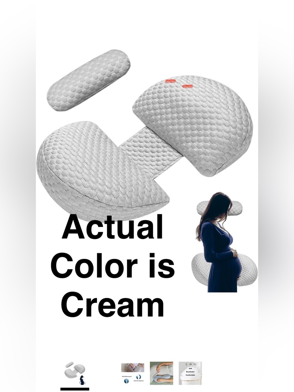 NWOT Cream Summer Pregnancy Pillows for Sleeping, Soft Maternity Body Pillow
